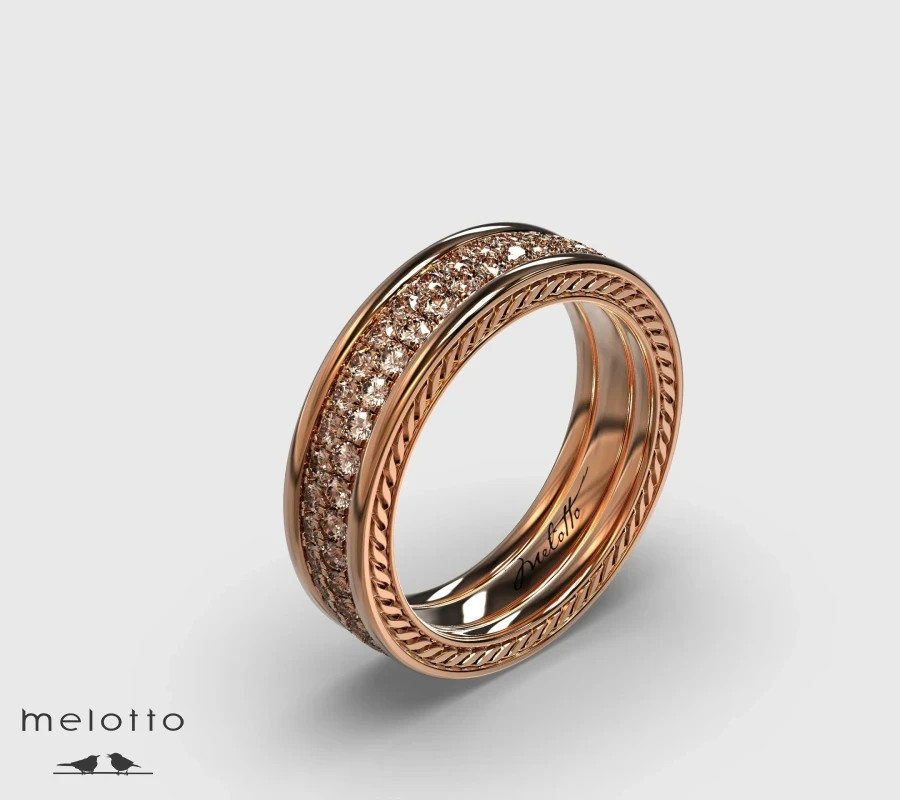 Обручальное кольцо с коричневыми бриллиантами