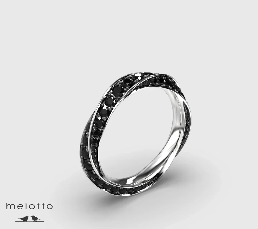 Мужское обручальное кольцо Спираль с бриллиантами