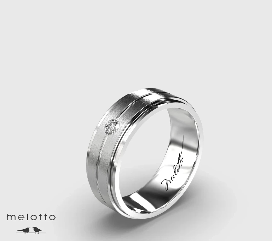 Элегантное обручальное кольцо из белого золота с матовым центром