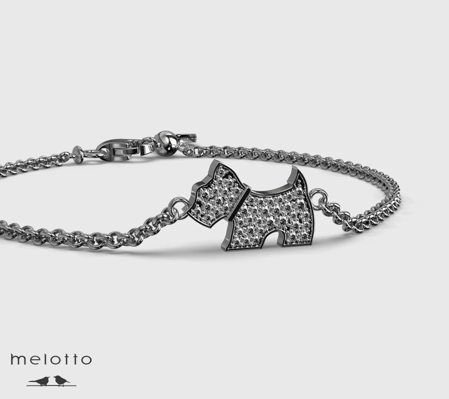 Женский браслет Dog  из белого золота с бриллиантами