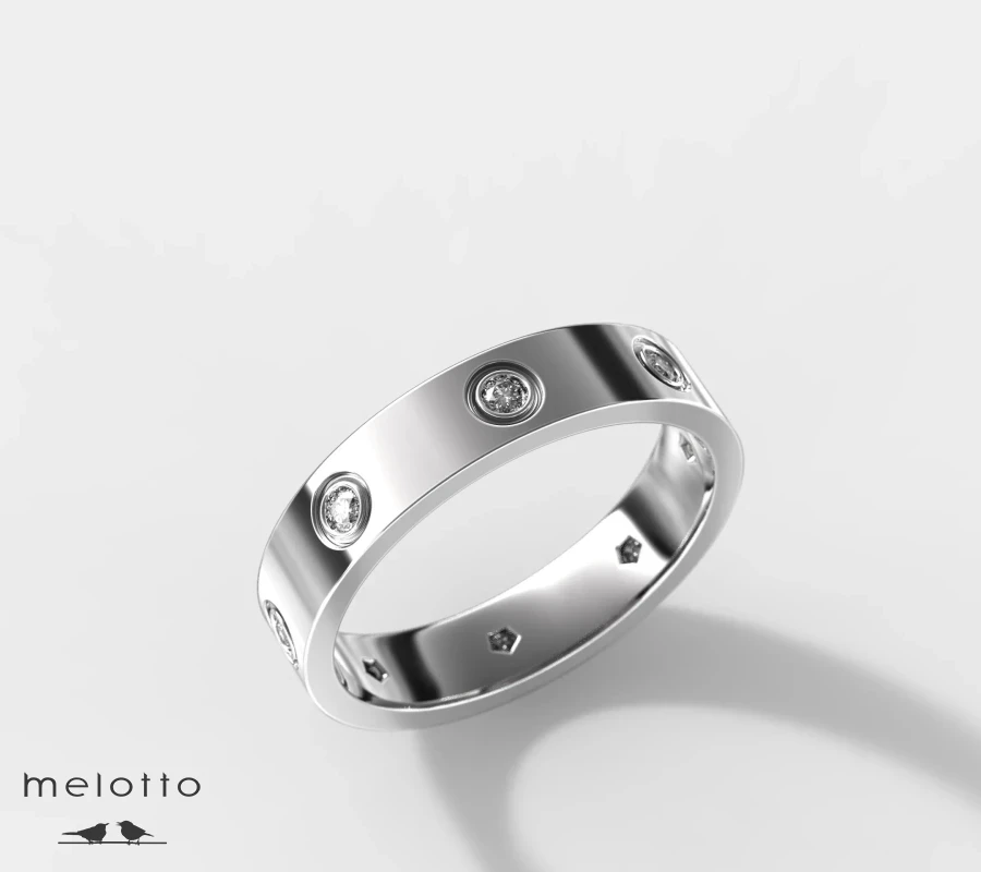 Кольцо с бриллиантами из белого золота "LOVE"