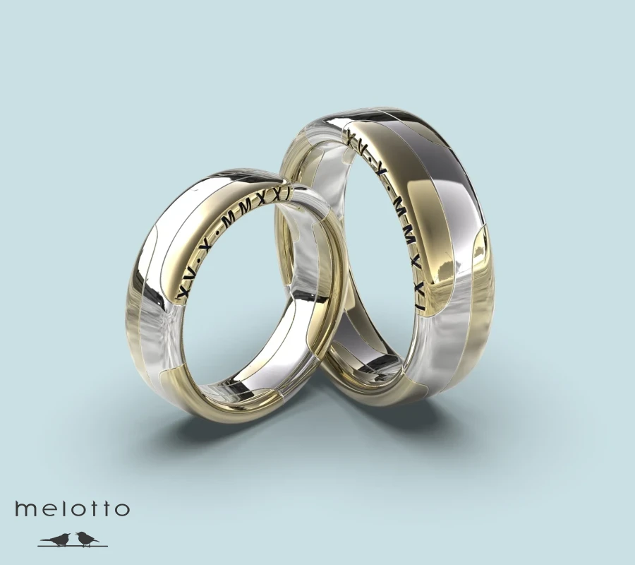 Парные обручальные кольца с датой свадьбы