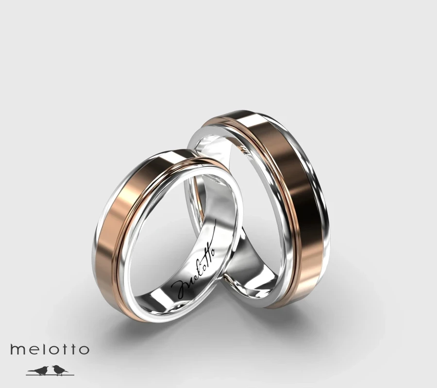 Вращающиеся обручальные кольца из белого и красного золота