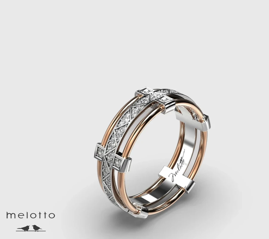 Обручальное кольцо Связь с бриллиантовым центром