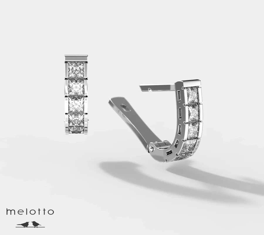 Маленькие серьги из белого золота с бриллиантами