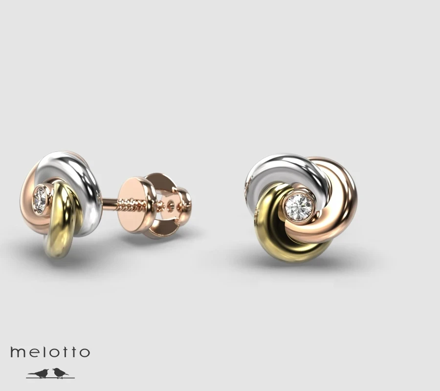 Детские сережки Тринити с бриллиантами из золота