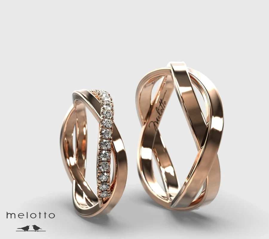 Обручальные кольца "Сплетение судеб" с бриллиантами