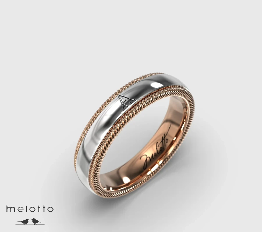 Обручальное кольцо с инициалом А