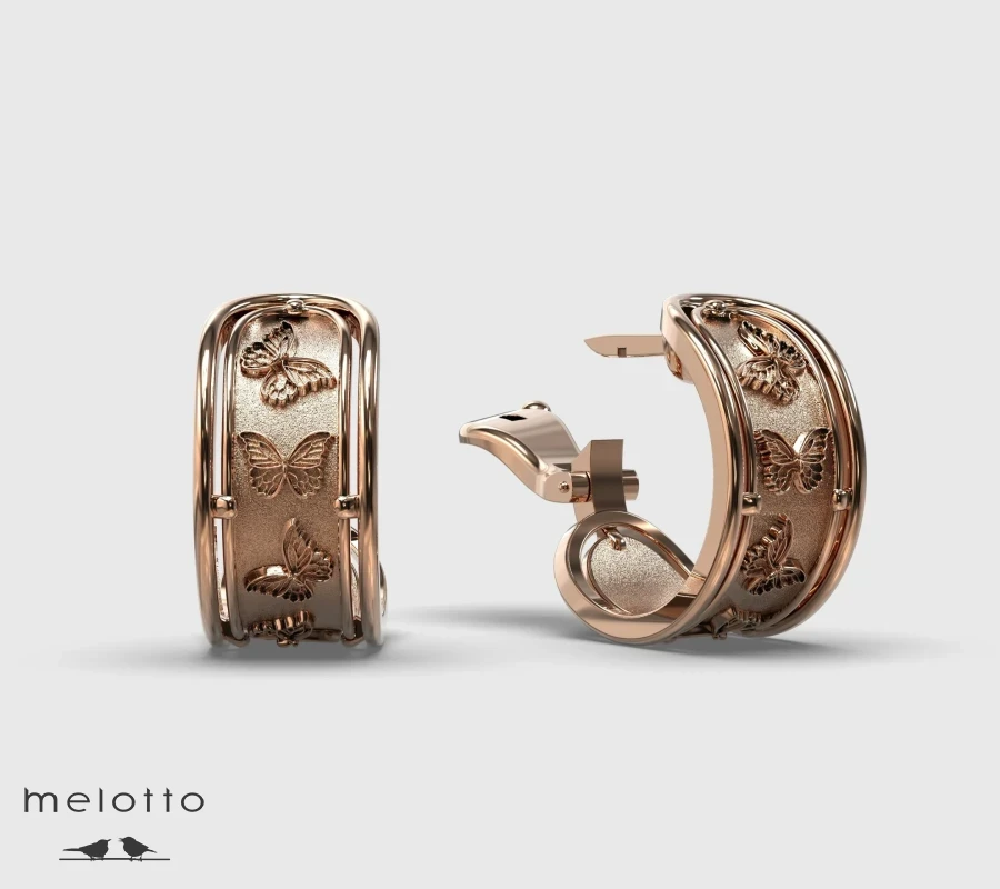 Золотые сережки Порхающие бабочки