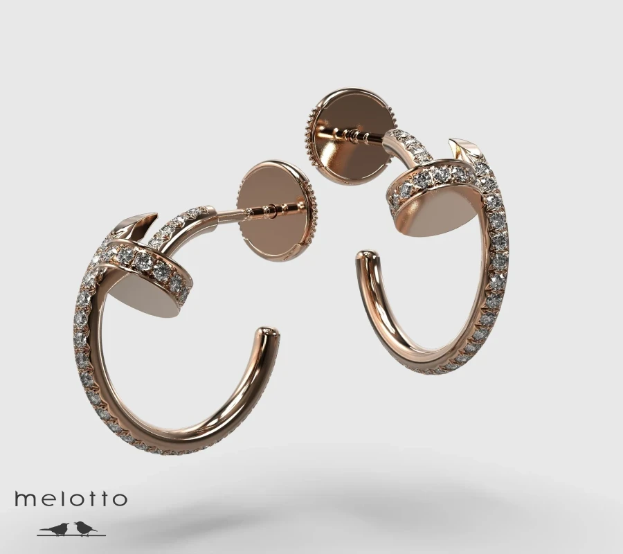 Золотые серьги Гвоздь с бриллиантами