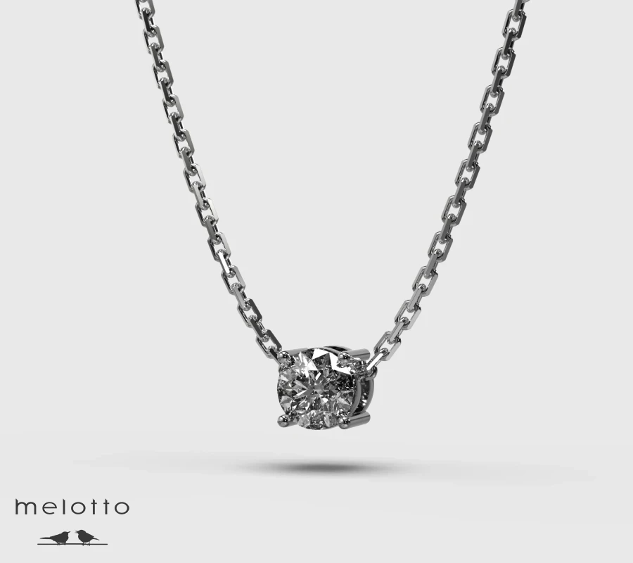 Кулон-колье из белого золота с муассанитом