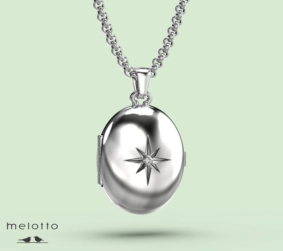 Кулон Звезда из белого золота для двух фото