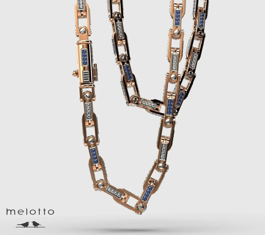 Цепь "Люкс"из золота с бриллиантами и сапфирами