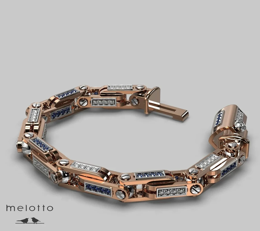 Мужской браслет с бриллиантами и сапфирами