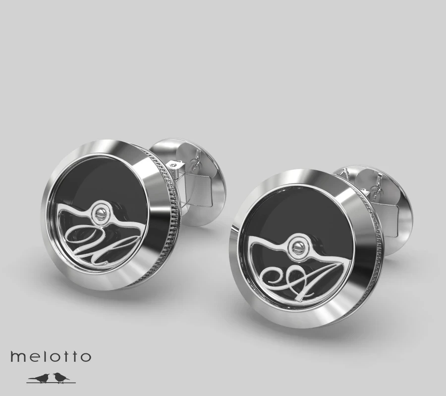 Запонки из белого золота с инициалами АИ