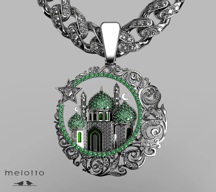Мусульманская мечеть с бриллиантами и изумрудами