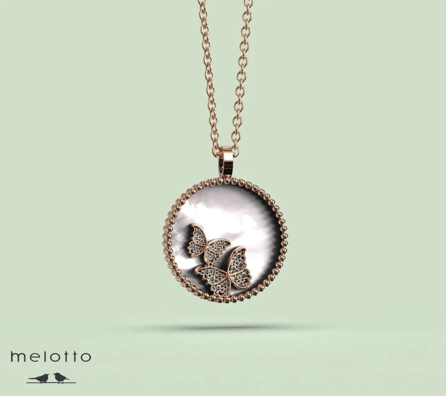 Кулон бабочки с бриллиантами