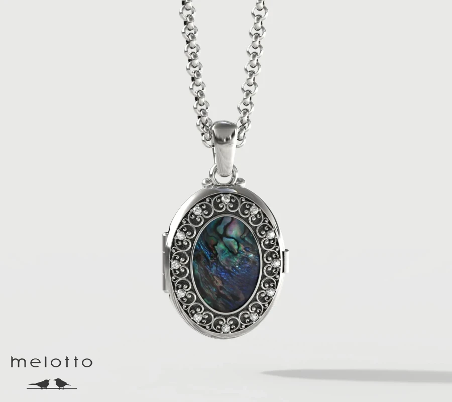 Медальон под два фото с перламутром