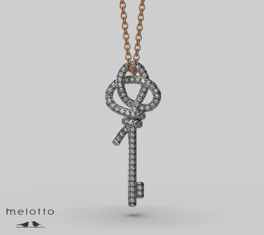 Золотой ключик с бриллиантами на 1 карат.