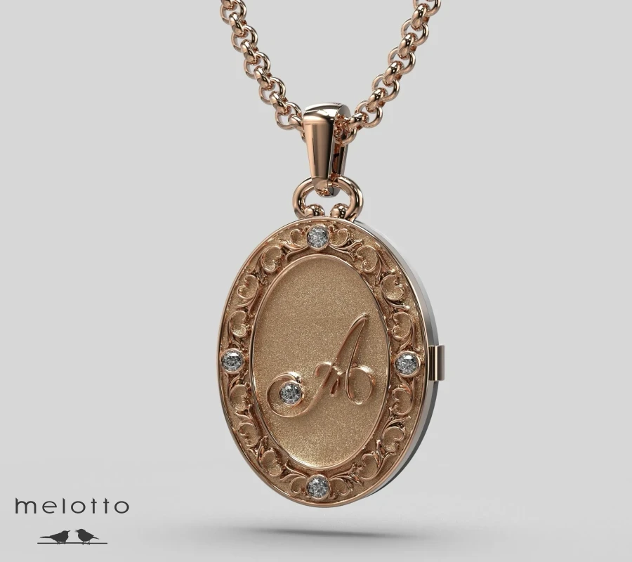 Кулон на заказ с бриллиантами и инициалом А