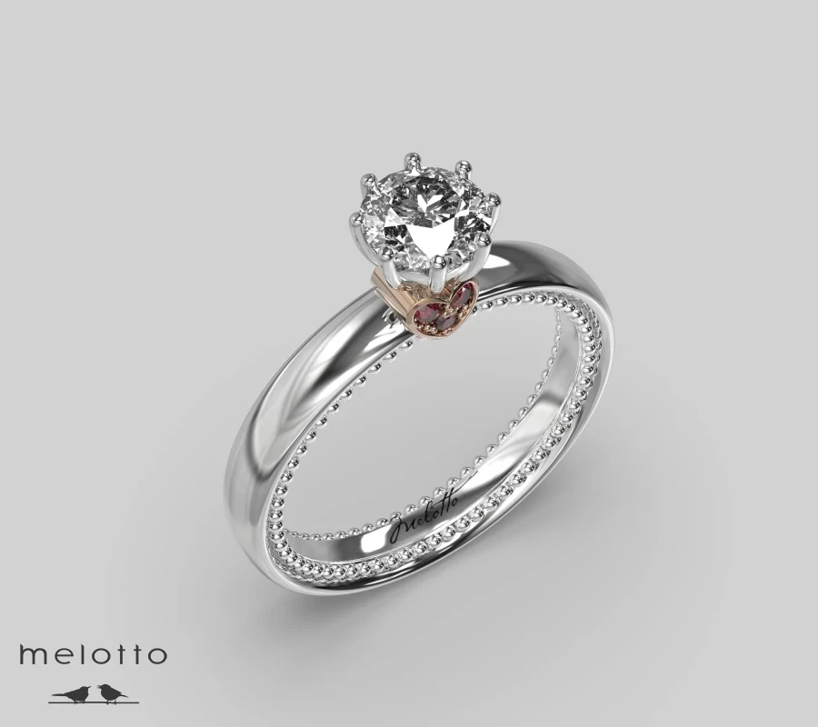 Кольцо на помолвку Рубиновое Сердце