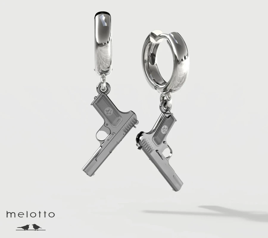 Серьги с пистолетом