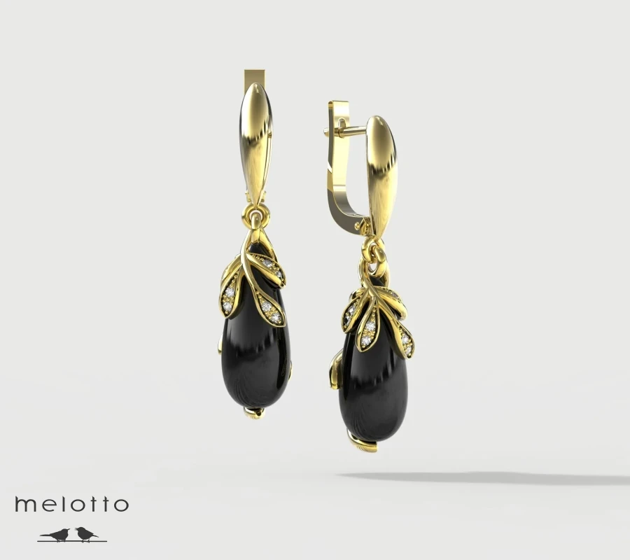 Вечерние золотые серьги