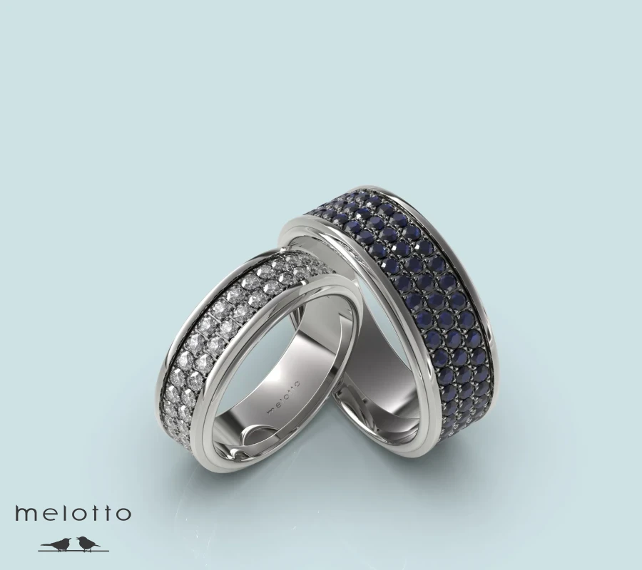 Обручальные кольца с бриллиантами и сапфирами
