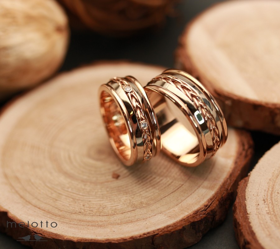 Трехцветные обручальные кольца Melotto