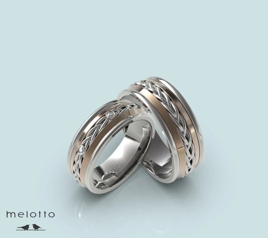 Трехцветные обручальные кольца Melotto