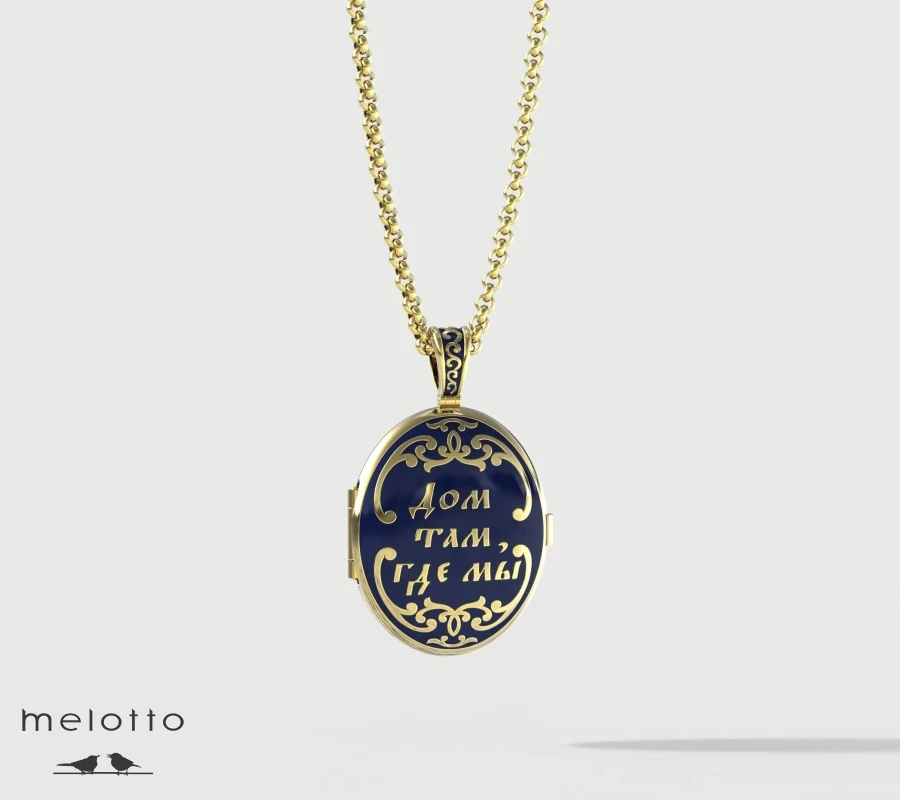 Медальон под 2 фото с эмалью