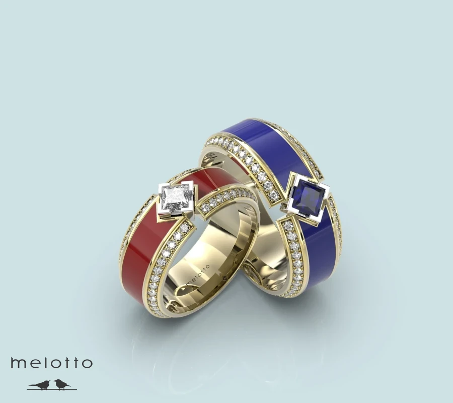 Обручальные кольца с эмалью
