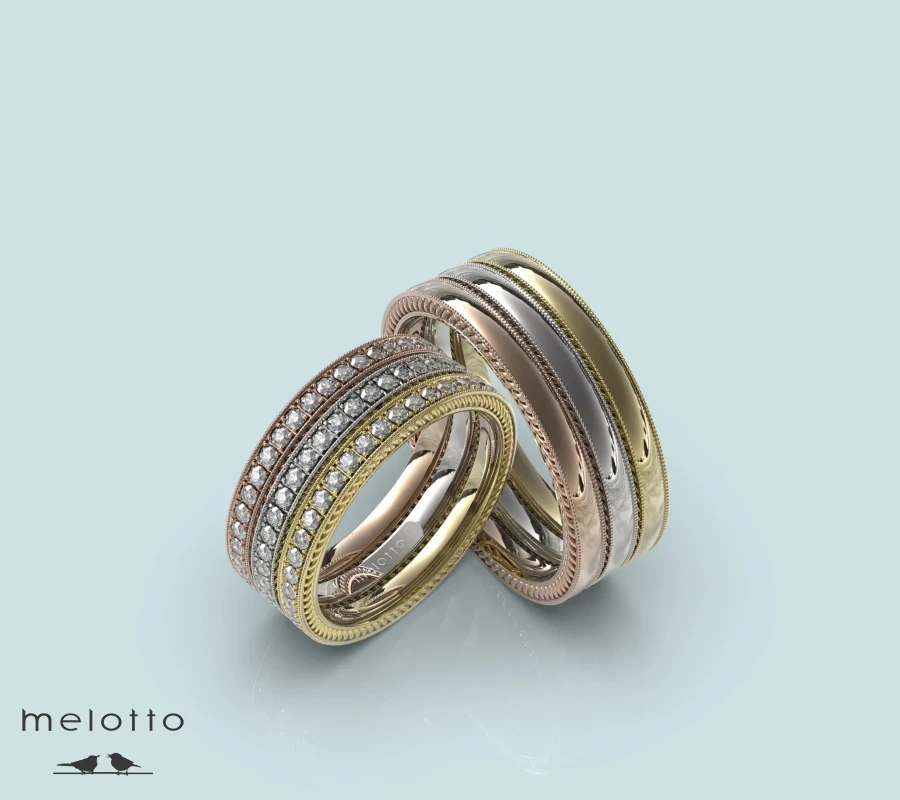 Обручальные кольца из трех оттенков золота