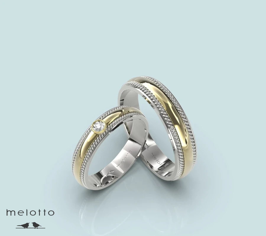 Двухцветные узкие обручальные кольца