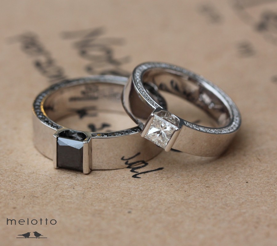 Обручальные кольца с квадратными бриллиантами