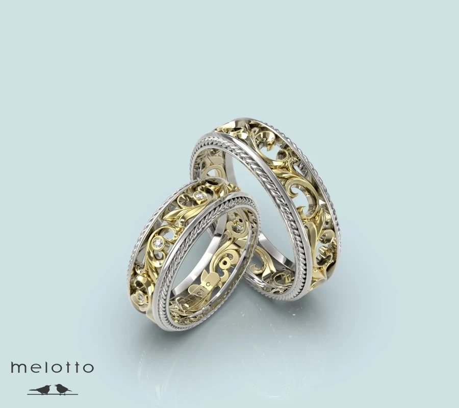 Золотые обручальные кольца с узорами