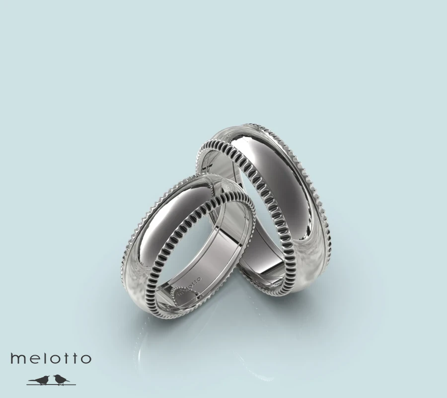 Парные обручальные кольца из белого золота