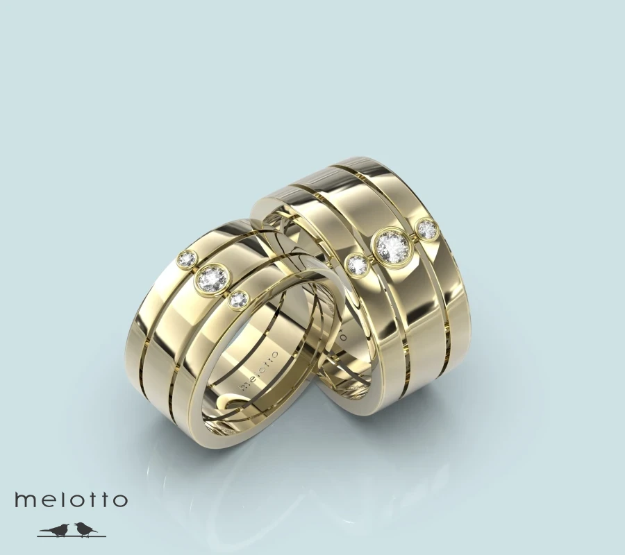 Комбинированные широкие обручальные кольца