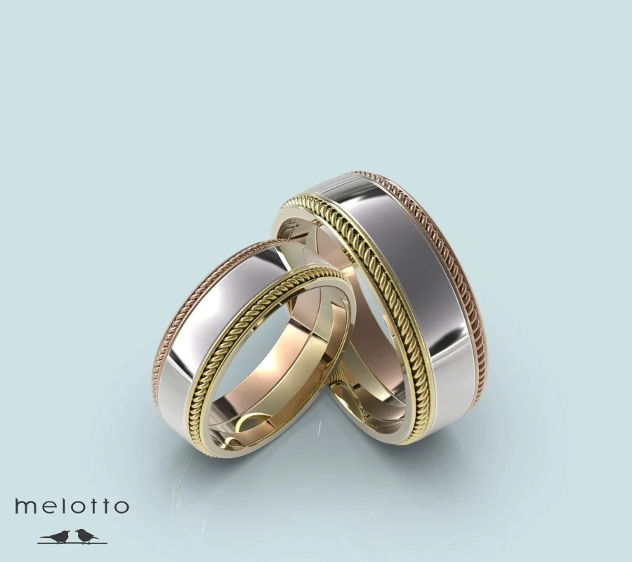 Трехцветные классические обручальные кольца