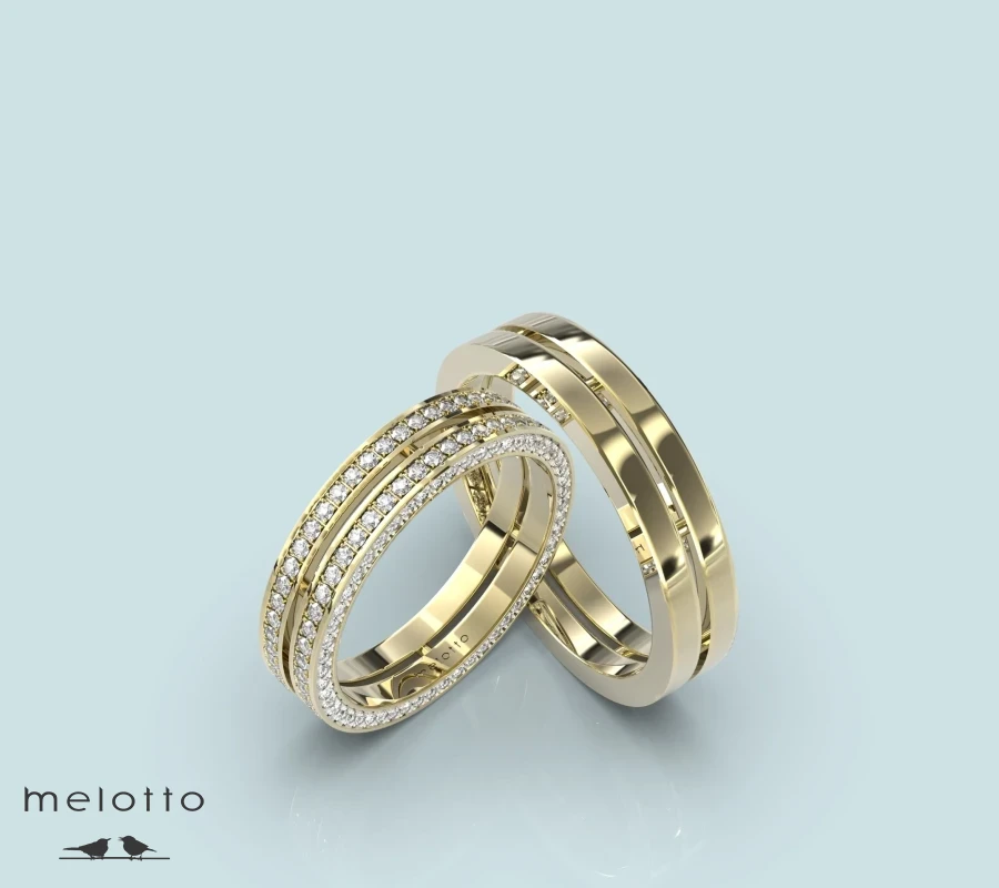 Прямые парные обручальные кольца с бриллиантами