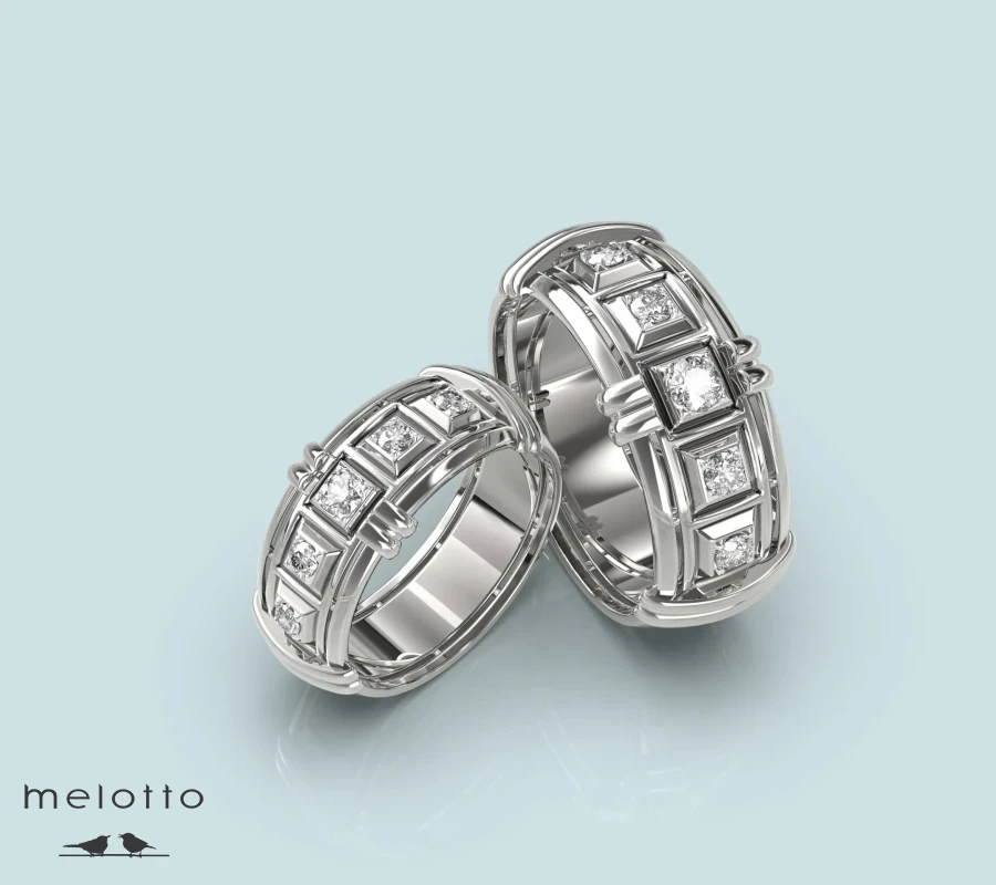 Обручальные кольца из белого золота «Милотто»