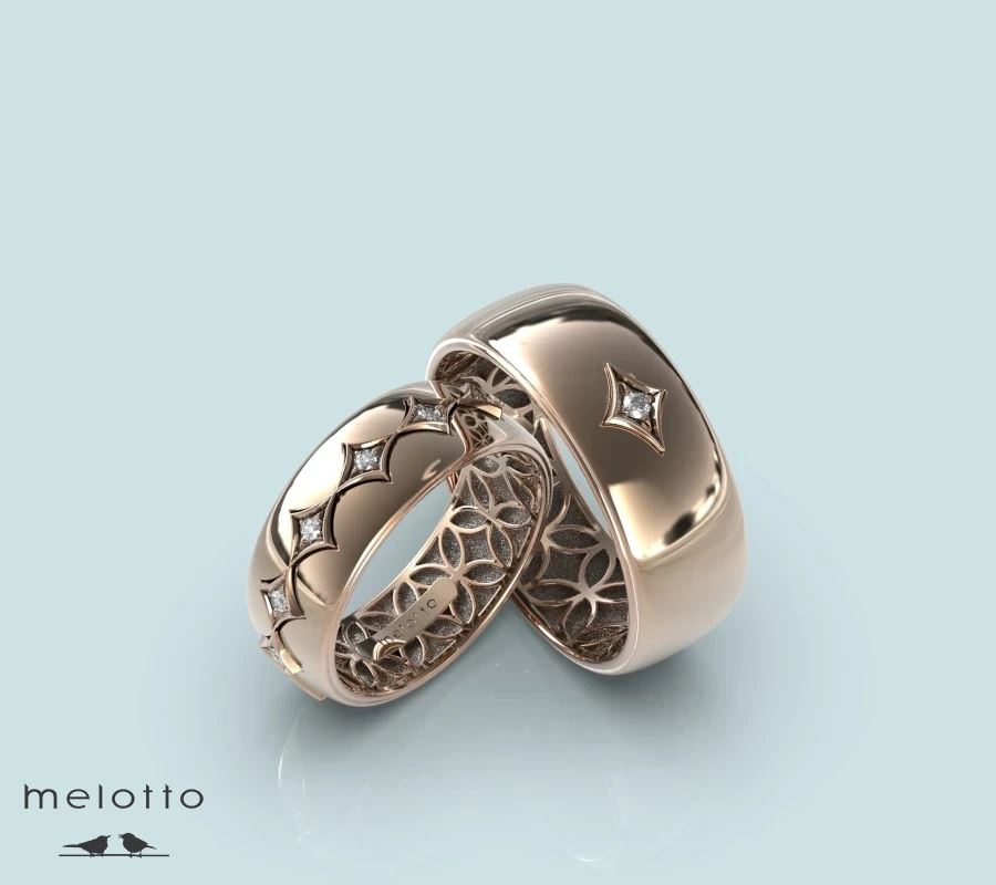 Гладкие обручальные кольца с бриллиантами