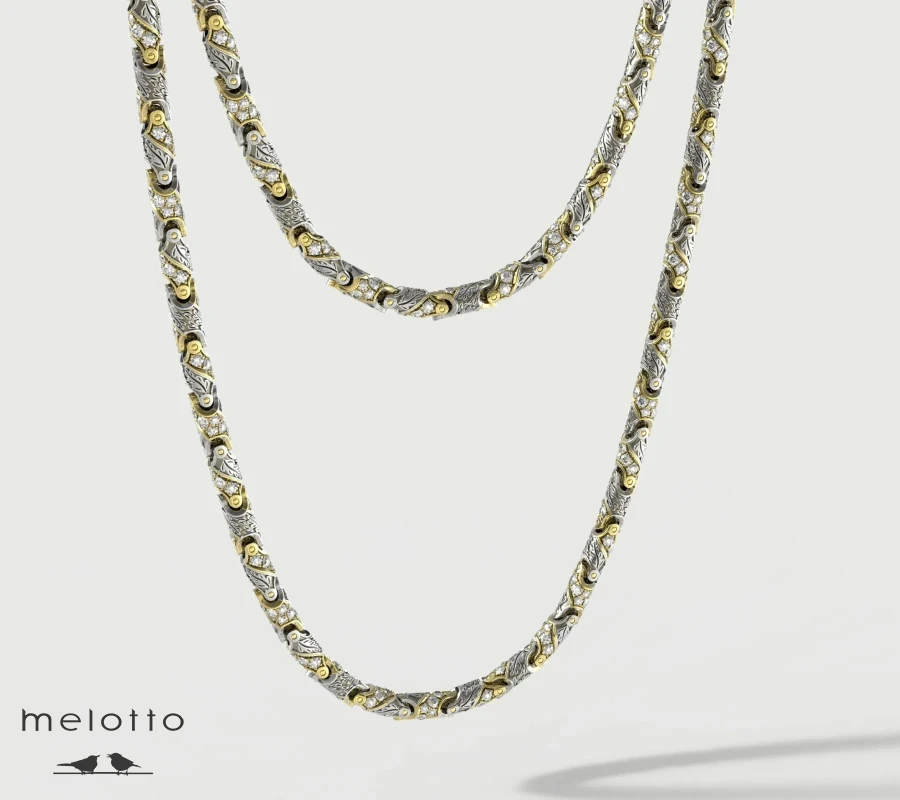 Мужская золотая цепь с дубовыми листьями