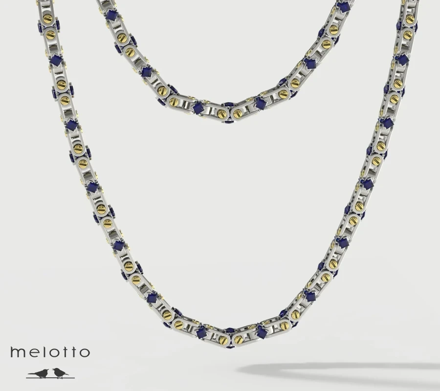 Мужская цепочка с сапфирами «Модена»