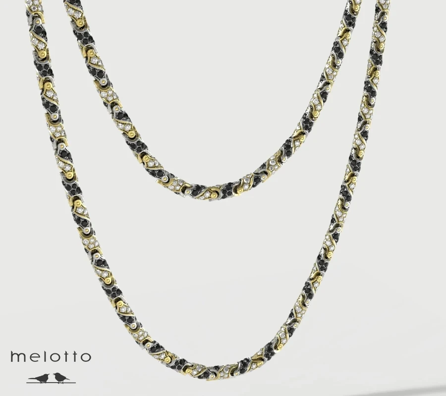 Мужская цепь с черными и белыми бриллиантами