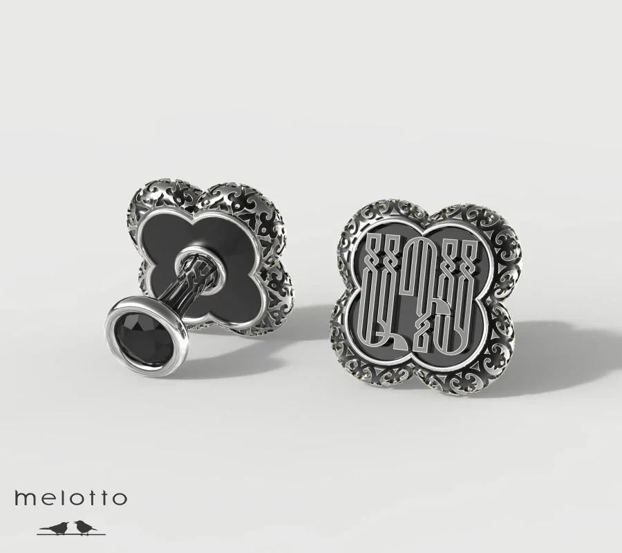 Запонка с монограммой АДС