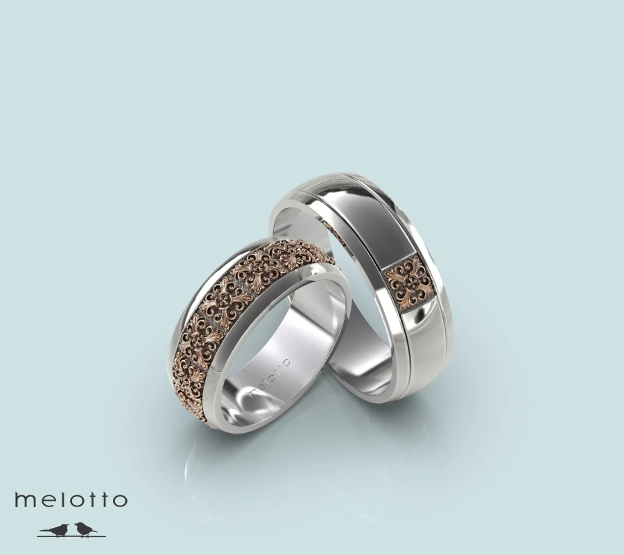 Винтажные комбинированные обручальные кольца