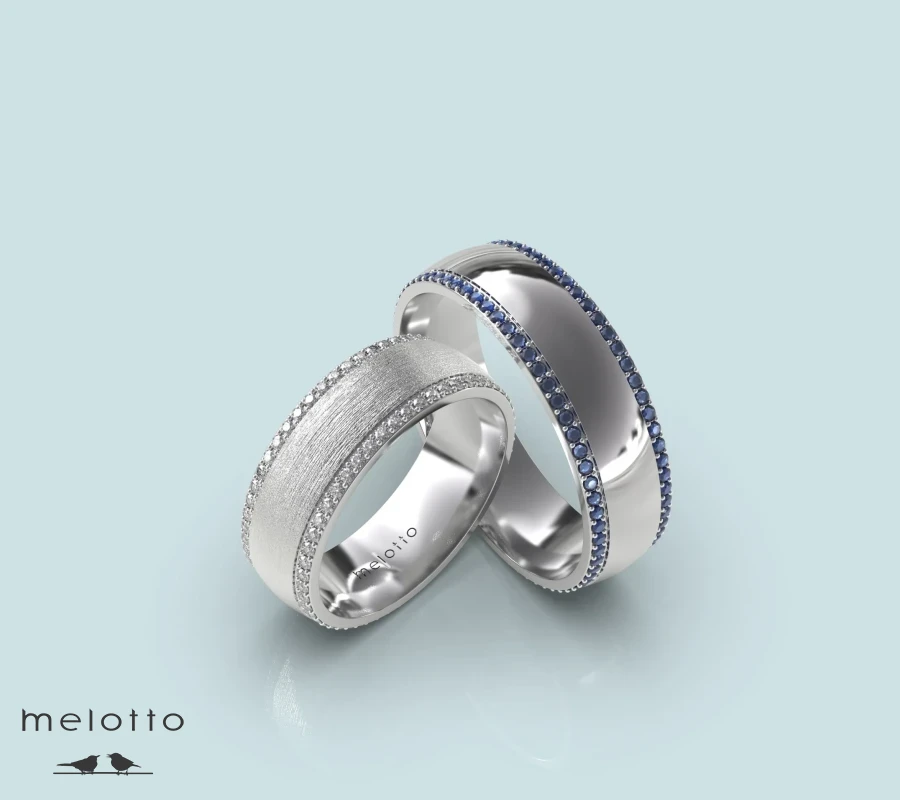 Классические обручальные кольца с бриллиантами и сапфирами