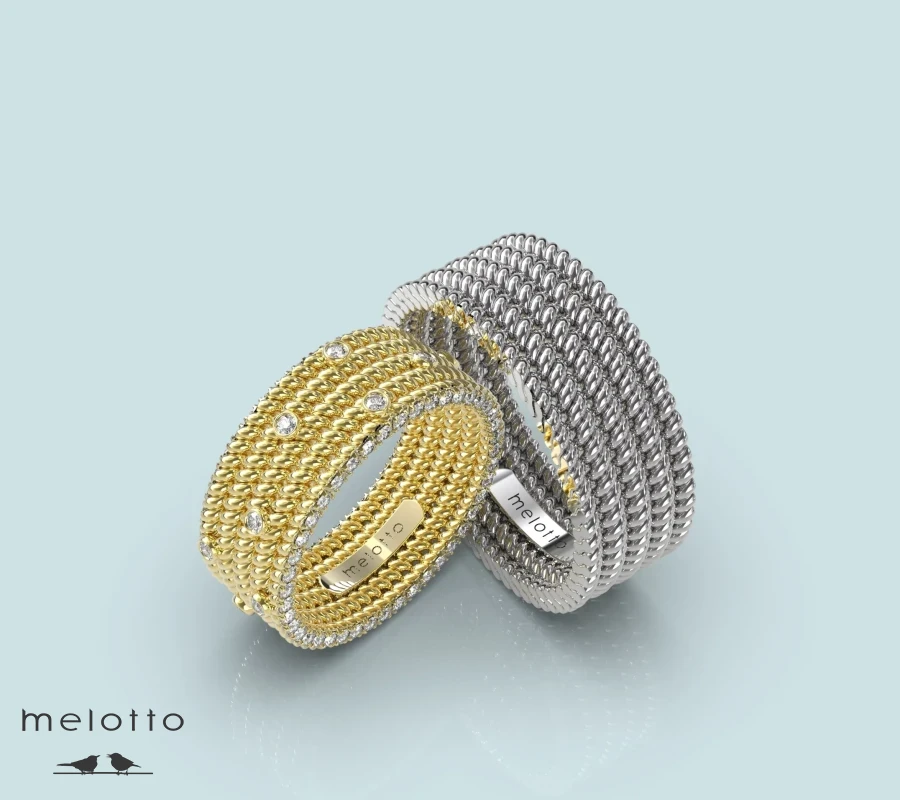 Дизайнерские обручальные кольца «Золотая нить»