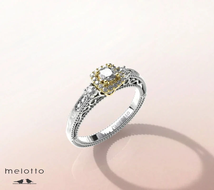 Комбинированное кольцо с бриллиантом